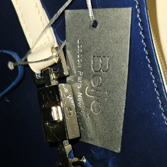 Beijo Glossy Blue and White Tote - Picture 6 of 6